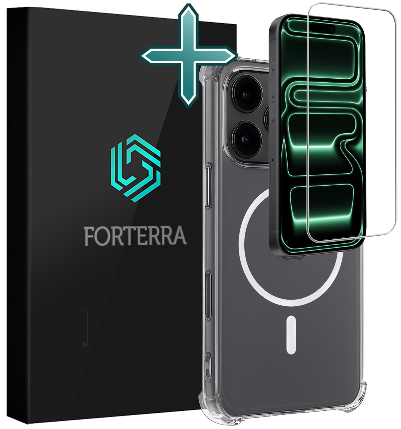 Forterra Forterra iPhone 17 Pro Max Magsafe Hoesje Transparant Met Screenprotector
