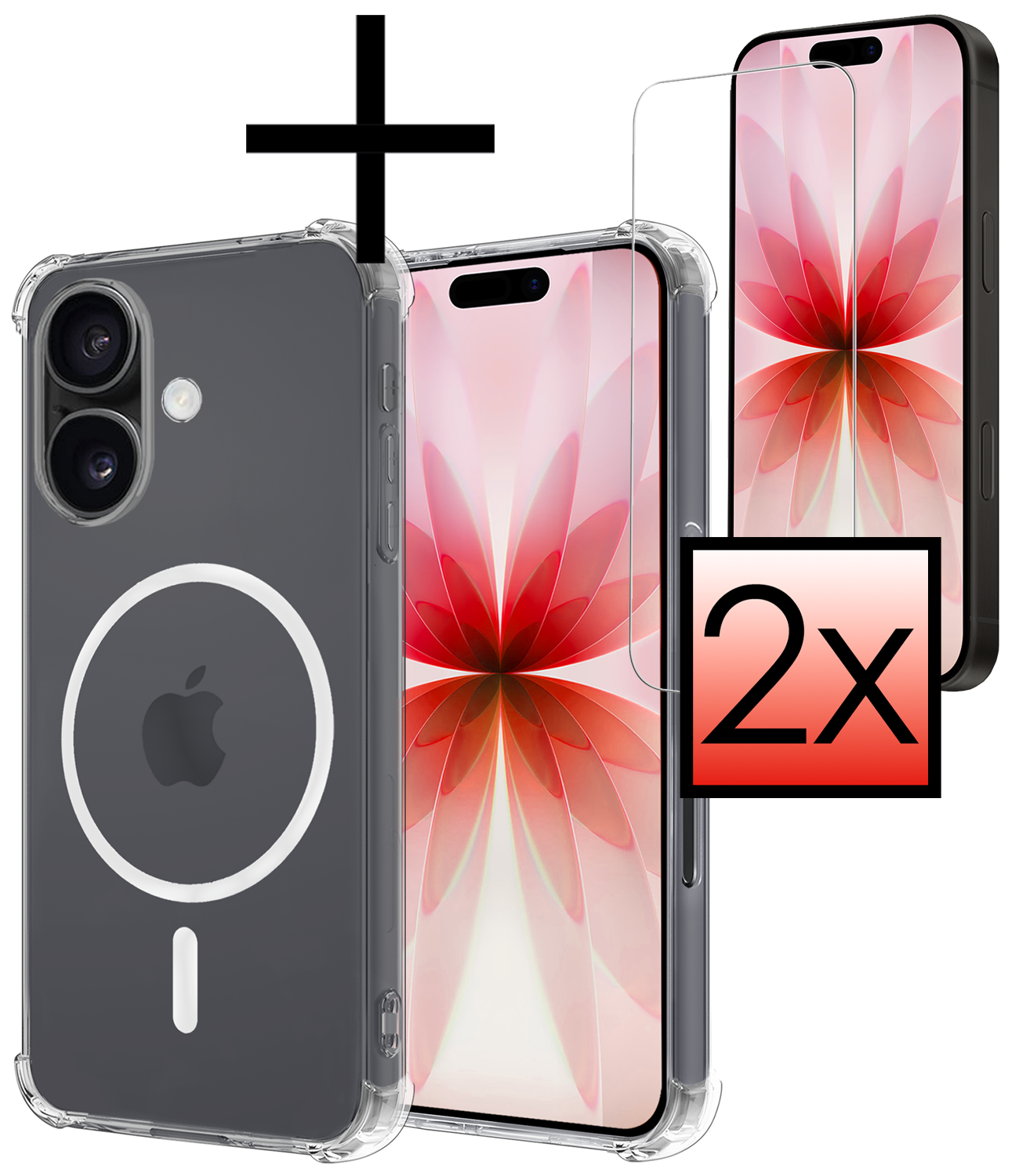 NoXx NoXx iPhone 17 Magsafe Hoesje Transparant Met 2x Screenprotector