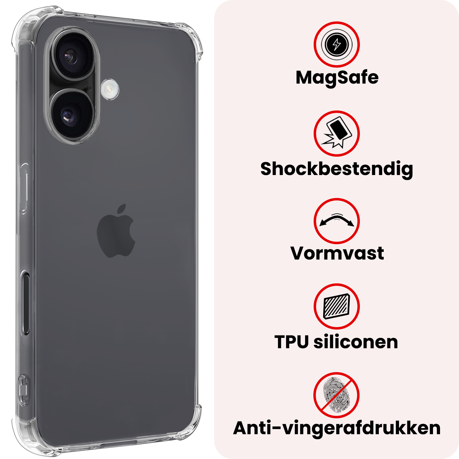 NoXx NoXx iPhone 17 Magsafe Hoesje Transparant Met 2x Screenprotector