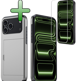BASEY. BASEY. iPhone 17 Pro Max Hoesje Pashouder Hard Met Screenprotector - Grijs