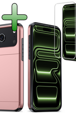 BASEY. BASEY. iPhone 17 Pro Hoesje Pashouder Hard Met Screenprotector - Rosé Goud