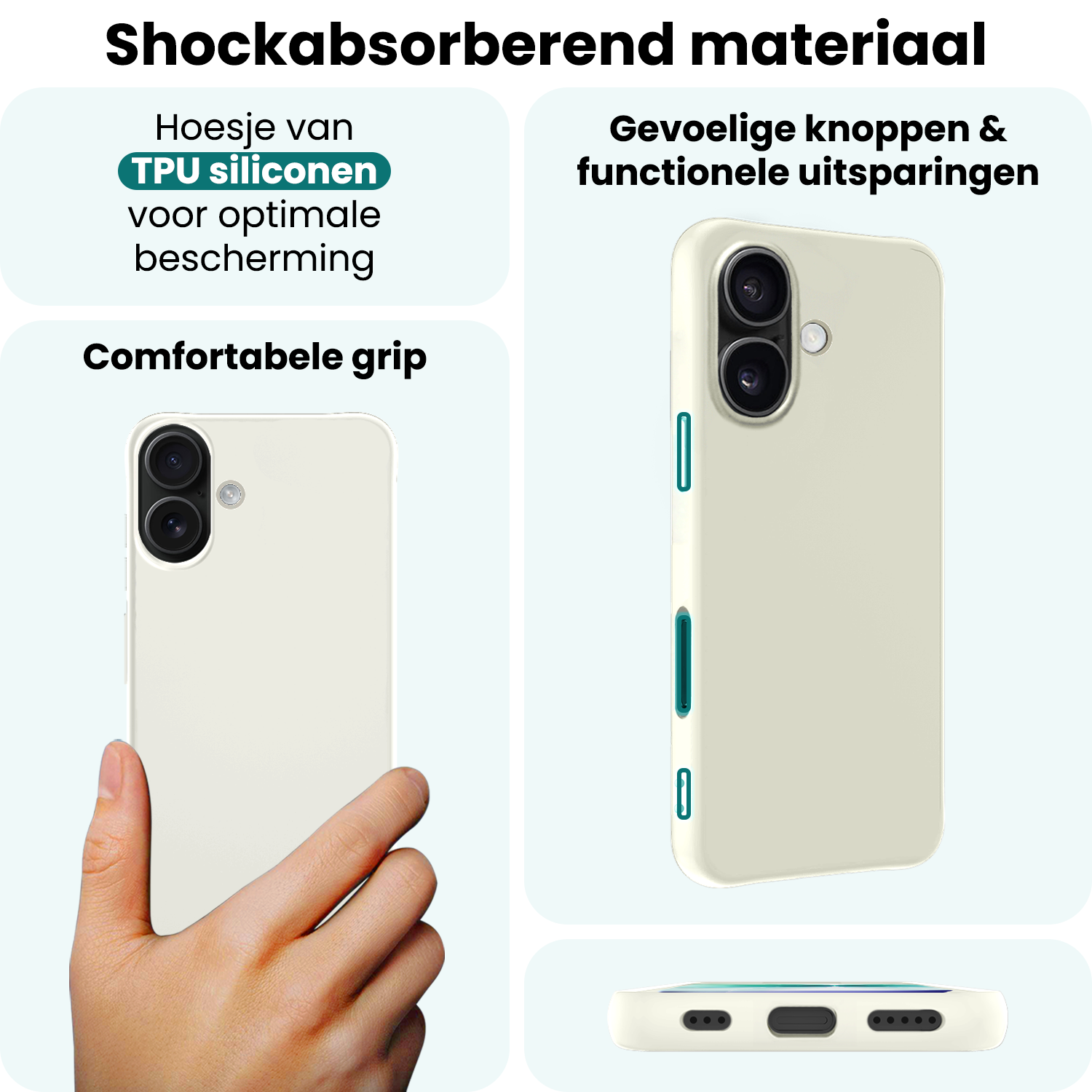 Forterra Forterra iPhone 17 Hoesje Siliconen - Wit - 2 PACK