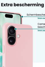 Forterra Forterra iPhone 17 Hoesje Siliconen Met 2x Screenprotector Met Dichte Notch - Lichtroze
