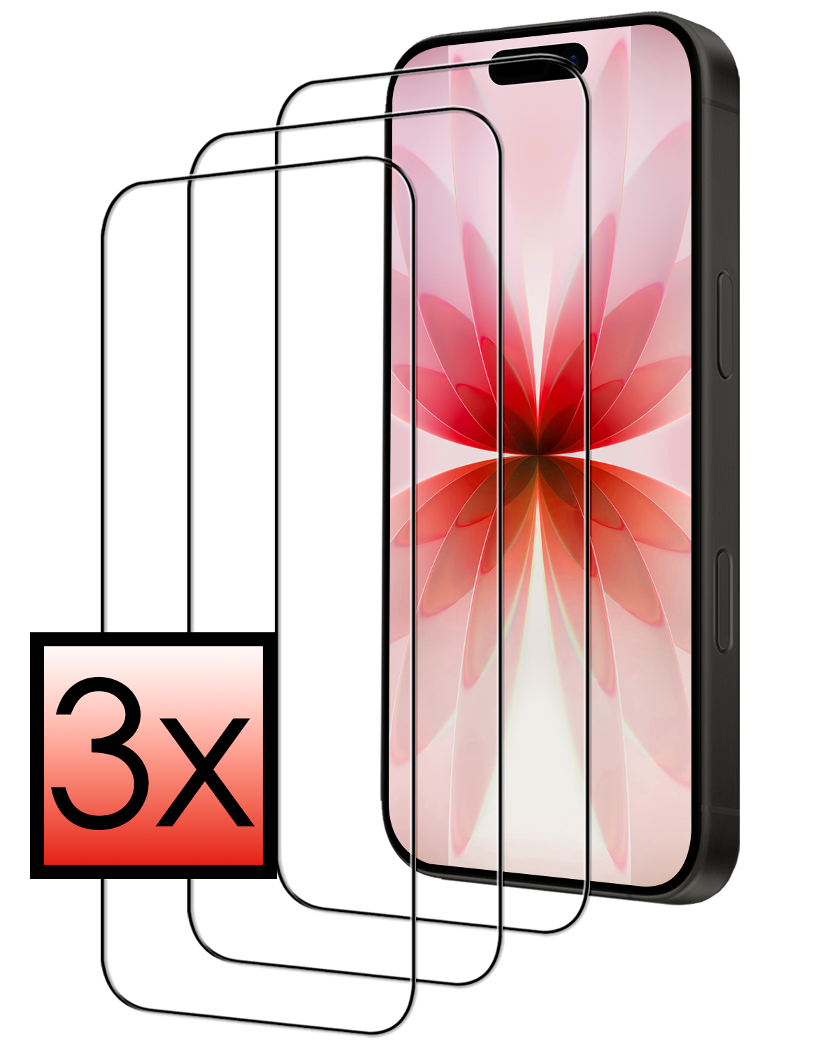 NoXx NoXx iPhone 17 Screenprotector Glas Full Cover 2D - 3 PACK