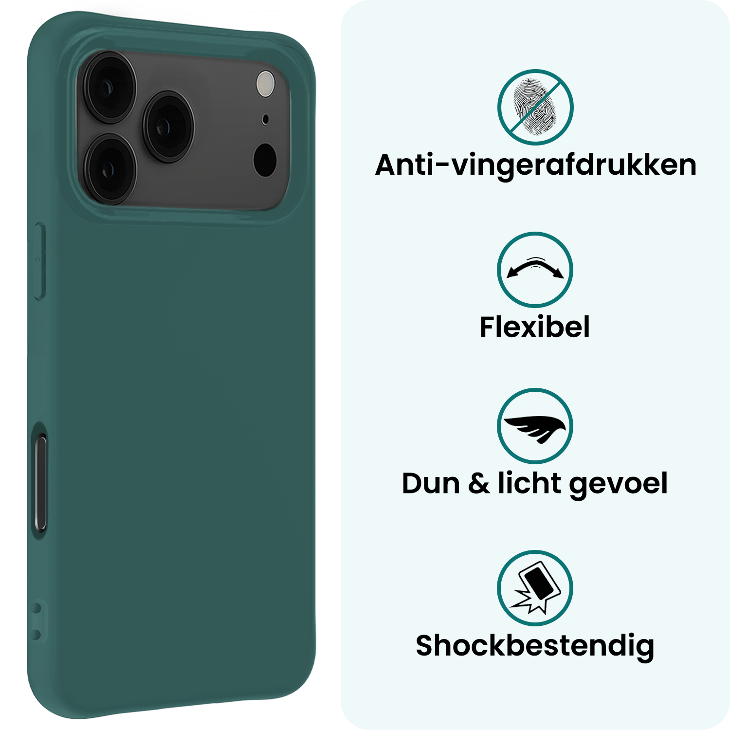 Forterra Forterra iPhone 17 Pro Hoesje Siliconen - Donkergroen