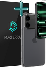 Forterra Forterra iPhone 17 Pro Hoesje Siliconen Met Screenprotector Met Dichte Notch - Transparant