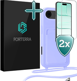 Forterra Forterra iPhone Air Hoesje Pashouder met Koord Met 2x Screenprotector - Lila