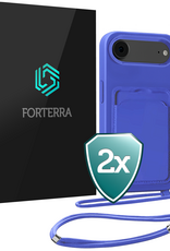 Forterra Forterra iPhone Air Hoesje Pashouder met Koord - Fel Blauw - 2 PACK