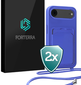 Forterra Forterra iPhone Air Hoesje Pashouder met Koord - Fel Blauw - 2 PACK