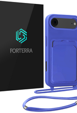 Forterra Forterra iPhone Air Hoesje Pashouder met Koord - Fel Blauw