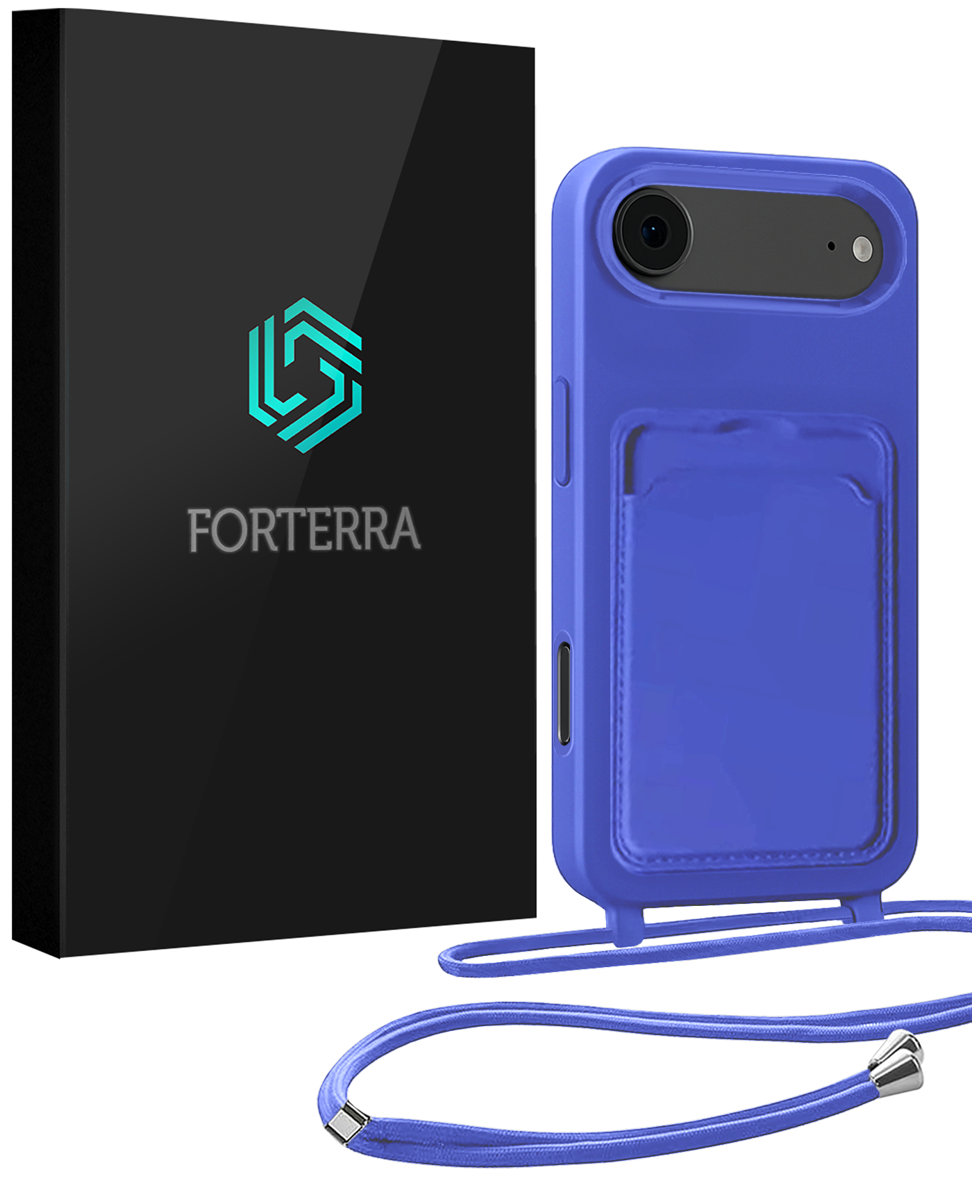 Forterra Forterra iPhone Air Hoesje Pashouder met Koord - Fel Blauw