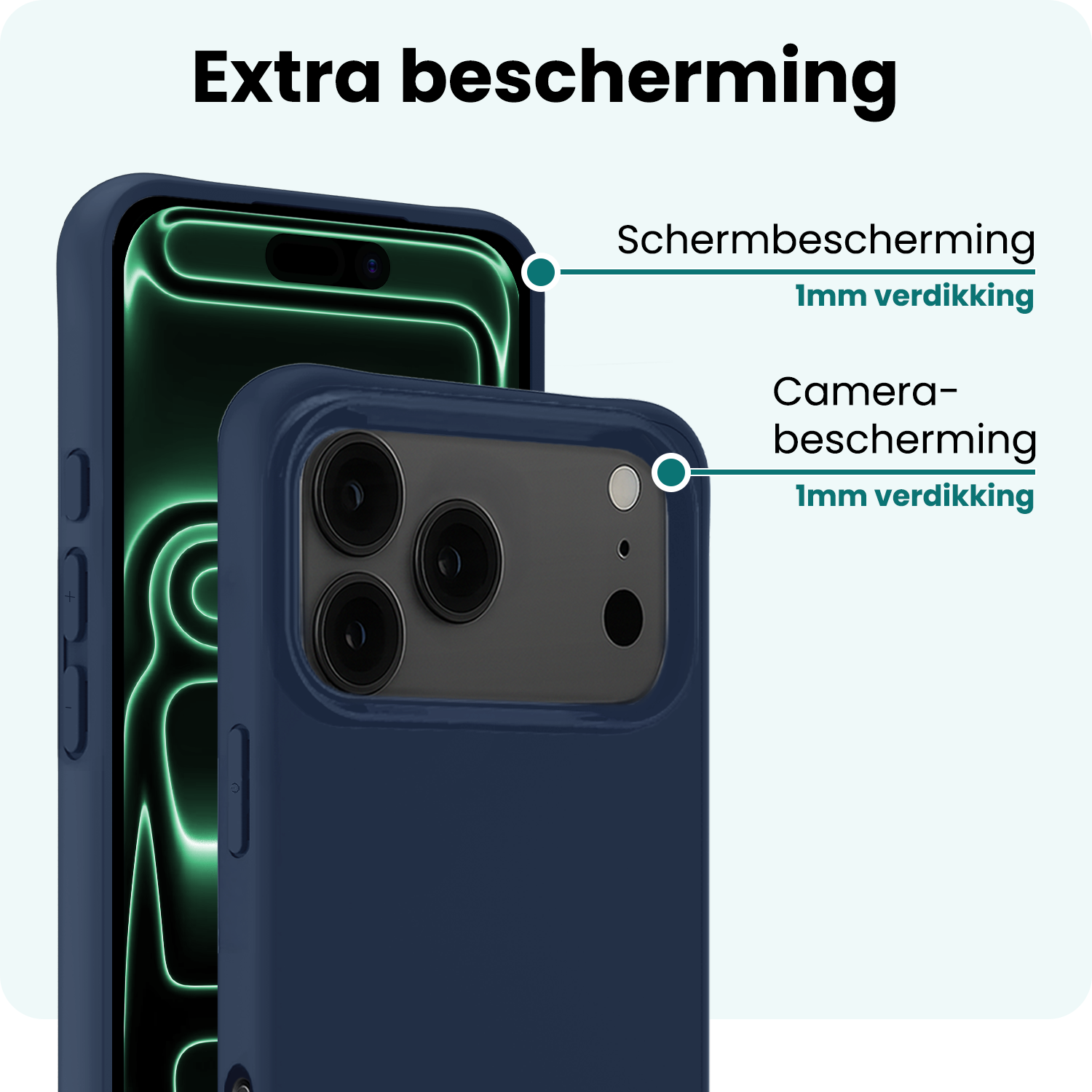 Forterra Forterra iPhone 17 Pro Max Hoesje Siliconen - Donkerblauw - 2 PACK
