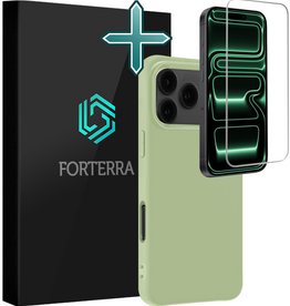 Forterra Forterra iPhone 17 Pro Max Hoesje Siliconen Met Screenprotector Met Dichte Notch - Groen