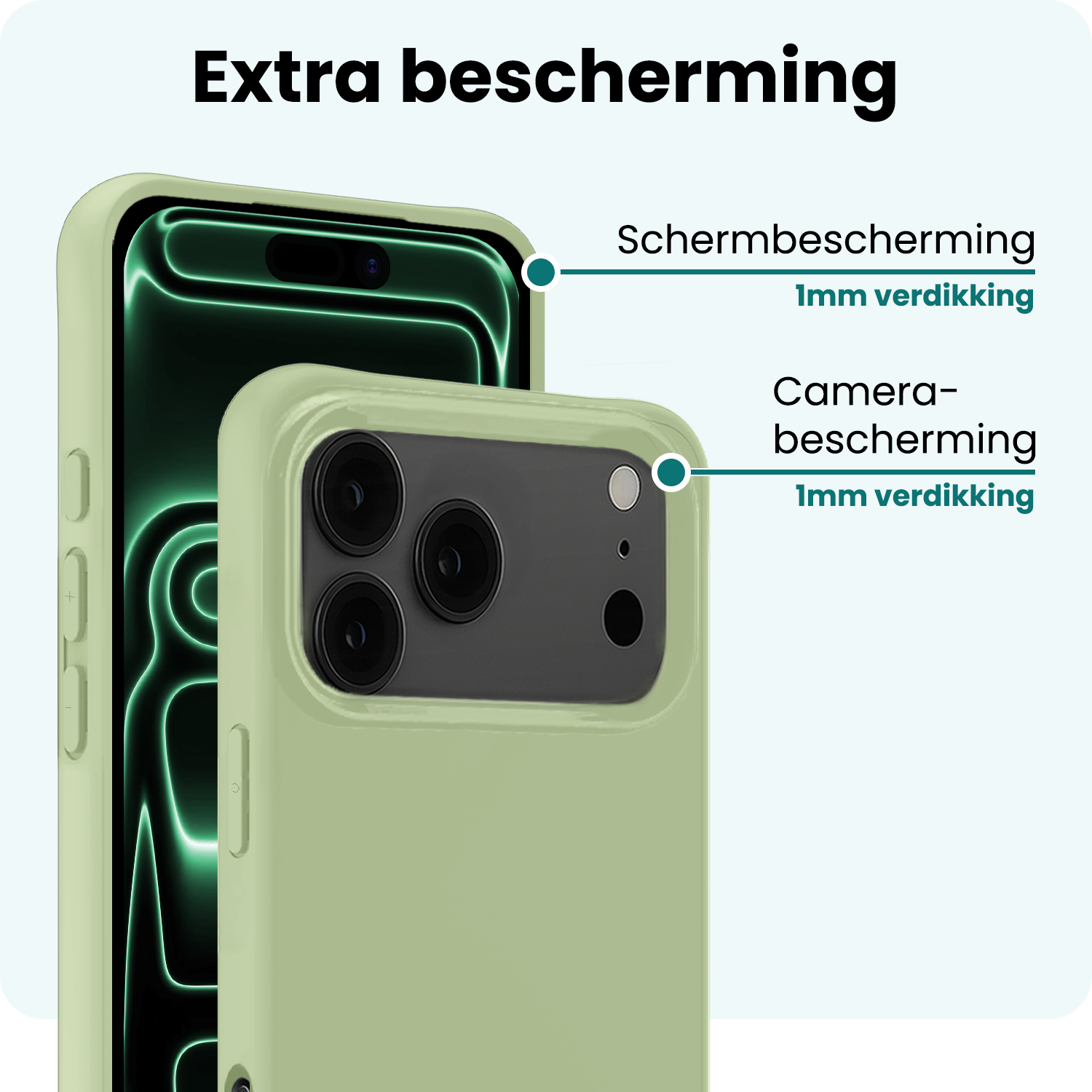 Forterra Forterra iPhone 17 Pro Max Hoesje Siliconen Met Screenprotector Met Dichte Notch - Groen