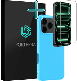 Forterra Forterra iPhone 17 Pro Max Hoesje Siliconen Met Screenprotector Met Dichte Notch - Lichtblauw