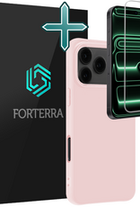 Forterra Forterra iPhone 17 Pro Max Hoesje Siliconen Met Screenprotector Met Dichte Notch - Lichtroze