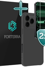 Forterra Forterra iPhone 17 Pro Max Hoesje Siliconen Met 2x Screenprotector Met Dichte Notch - Zwart