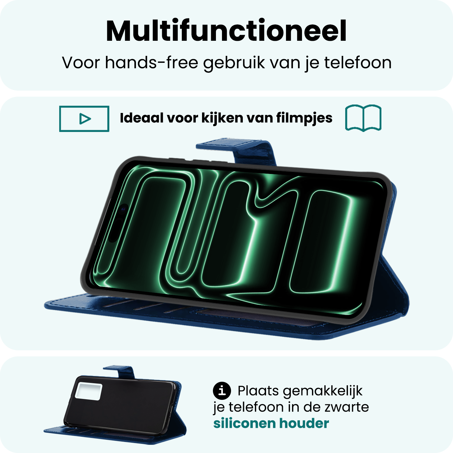 Forterra Forterra iPhone 17 Pro Hoesje Bookcase - Donkerblauw