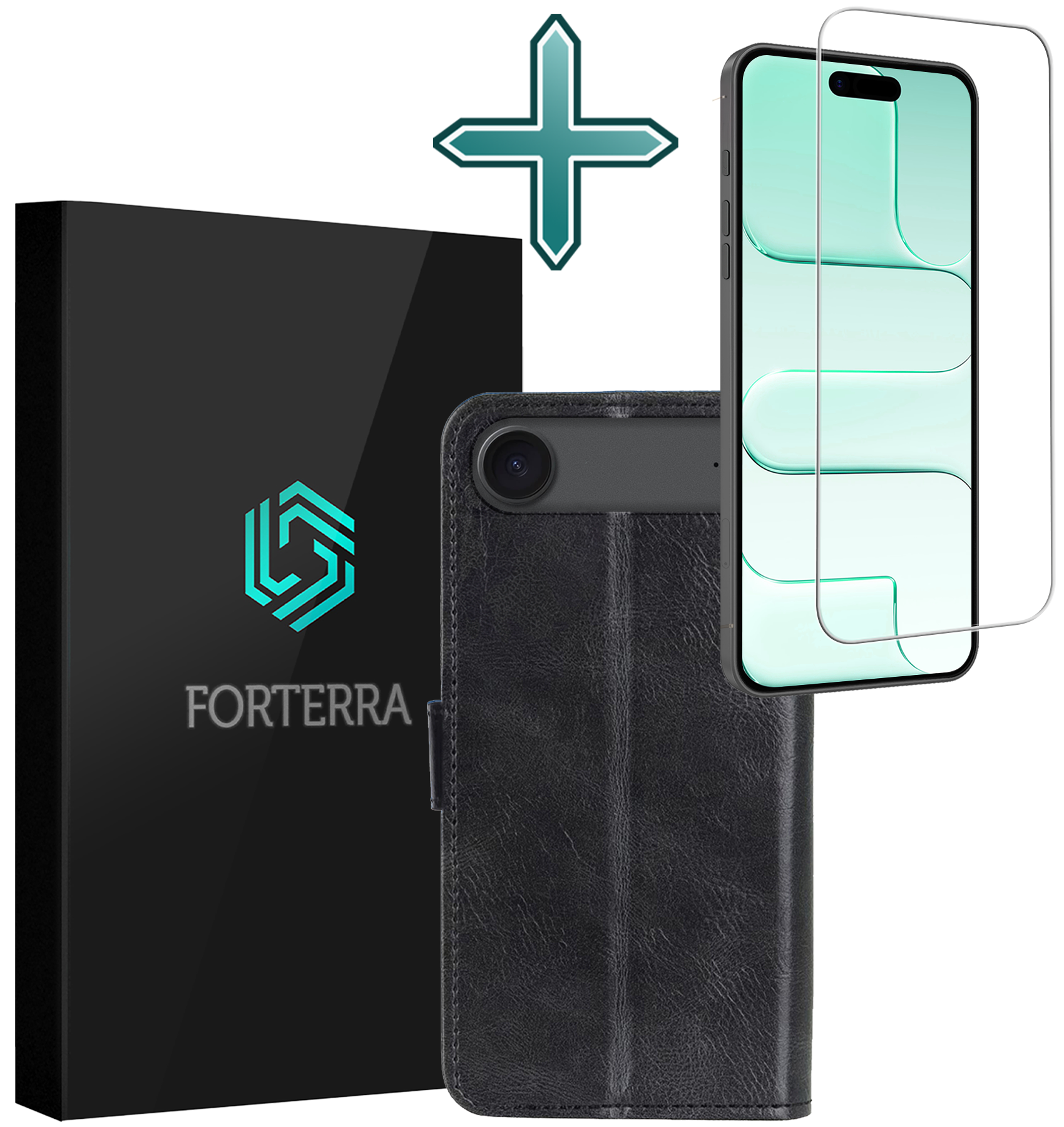 Forterra Forterra iPhone Air Hoesje Bookcase Met Screenprotector - Zwart
