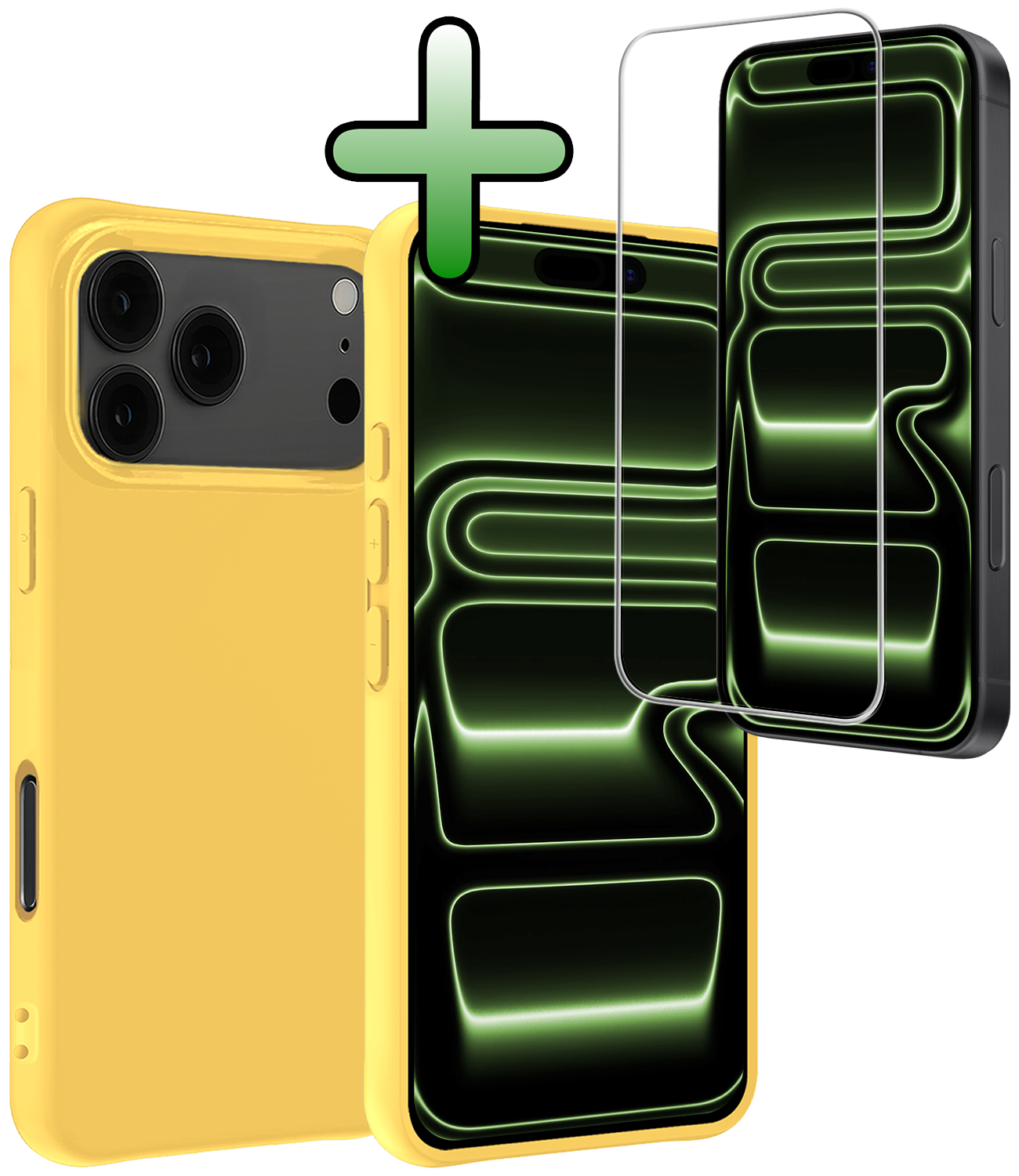 BASEY. BASEY. iPhone 17 Pro Max Hoesje Siliconen Met Screenprotector Met Dichte Notch - Geel