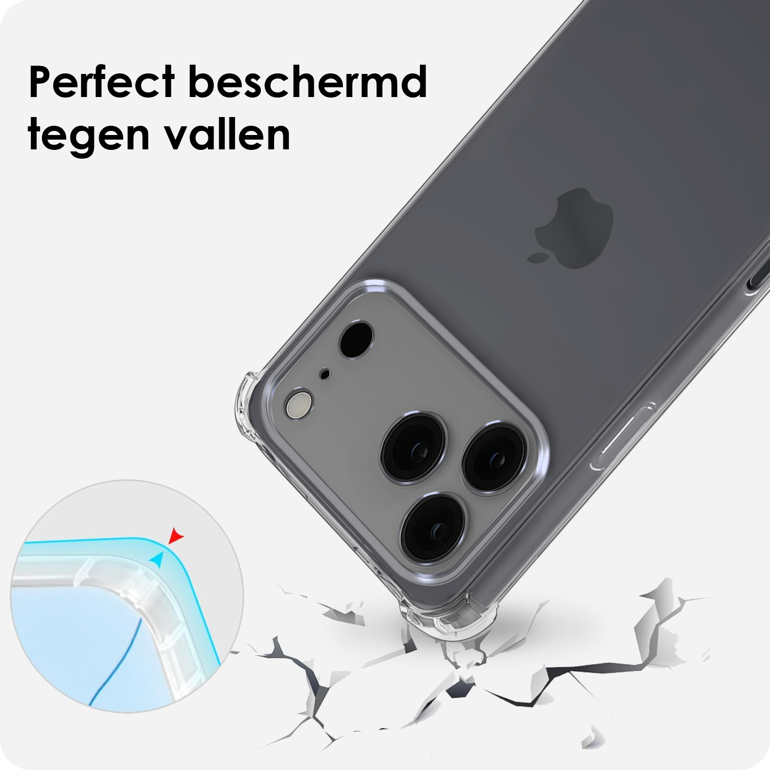 BASEY. BASEY. iPhone 17 Pro Max Hoesje Transparant Shockproof Met Zwart Koord