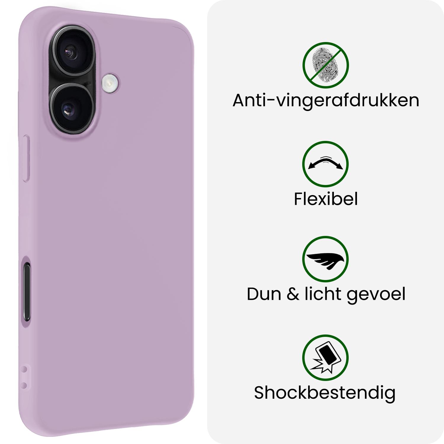 BASEY. BASEY. iPhone 17 Hoesje Siliconen Met Screenprotector Met Dichte Notch - Lila