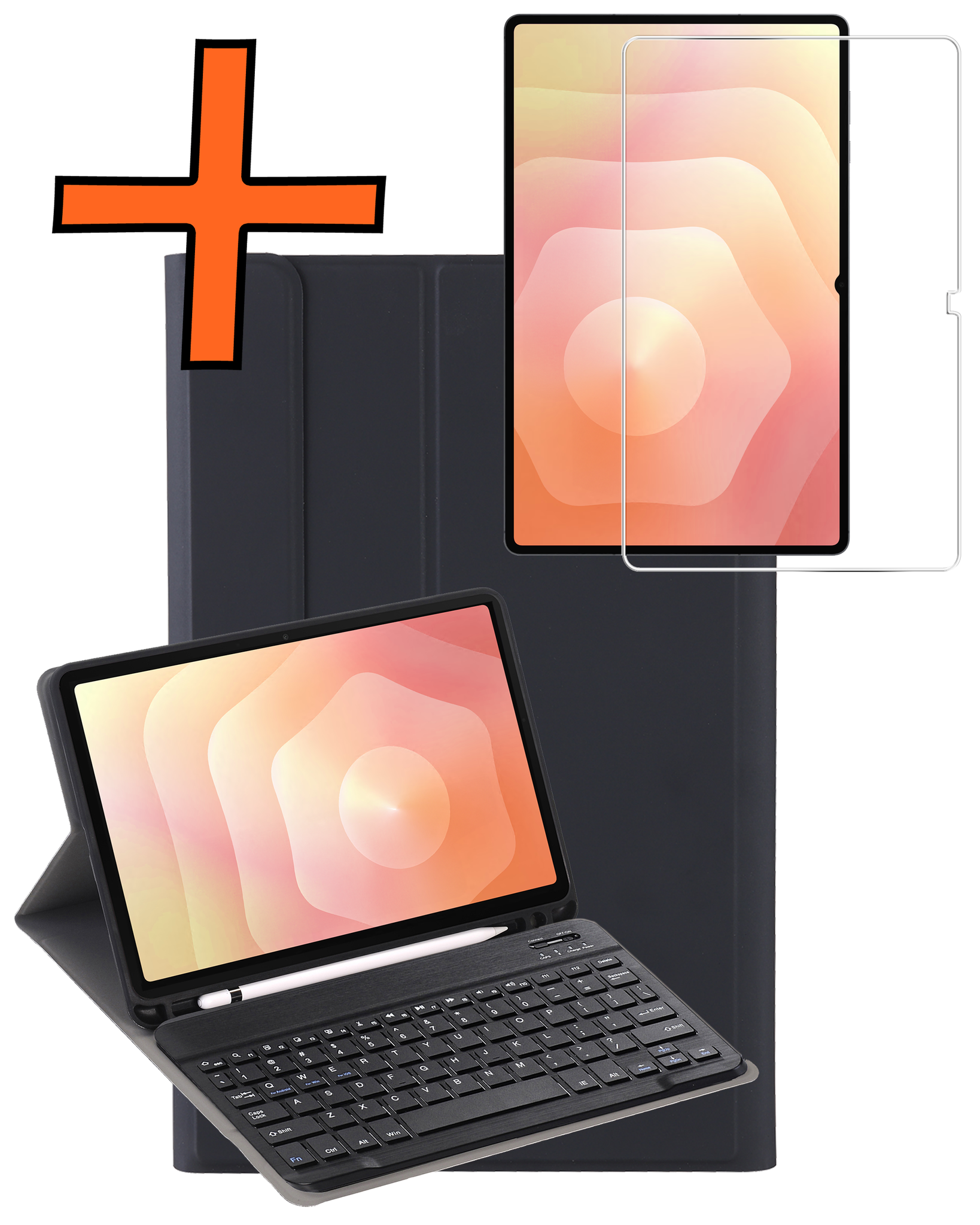 Nomfy Nomfy Samsung Galaxy Tab S11 Ultra Toetsenbordhoes Met Screenprotector - Zwart