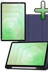 BASEY. BASEY. Samsung Galaxy Tab S11 Hoesje Met Uitsparing S Pen Met Screenprotector - Donkerblauw