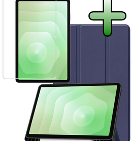 BASEY. BASEY. Samsung Galaxy Tab S11 Hoesje Met Uitsparing S Pen Met Screenprotector - Donkerblauw