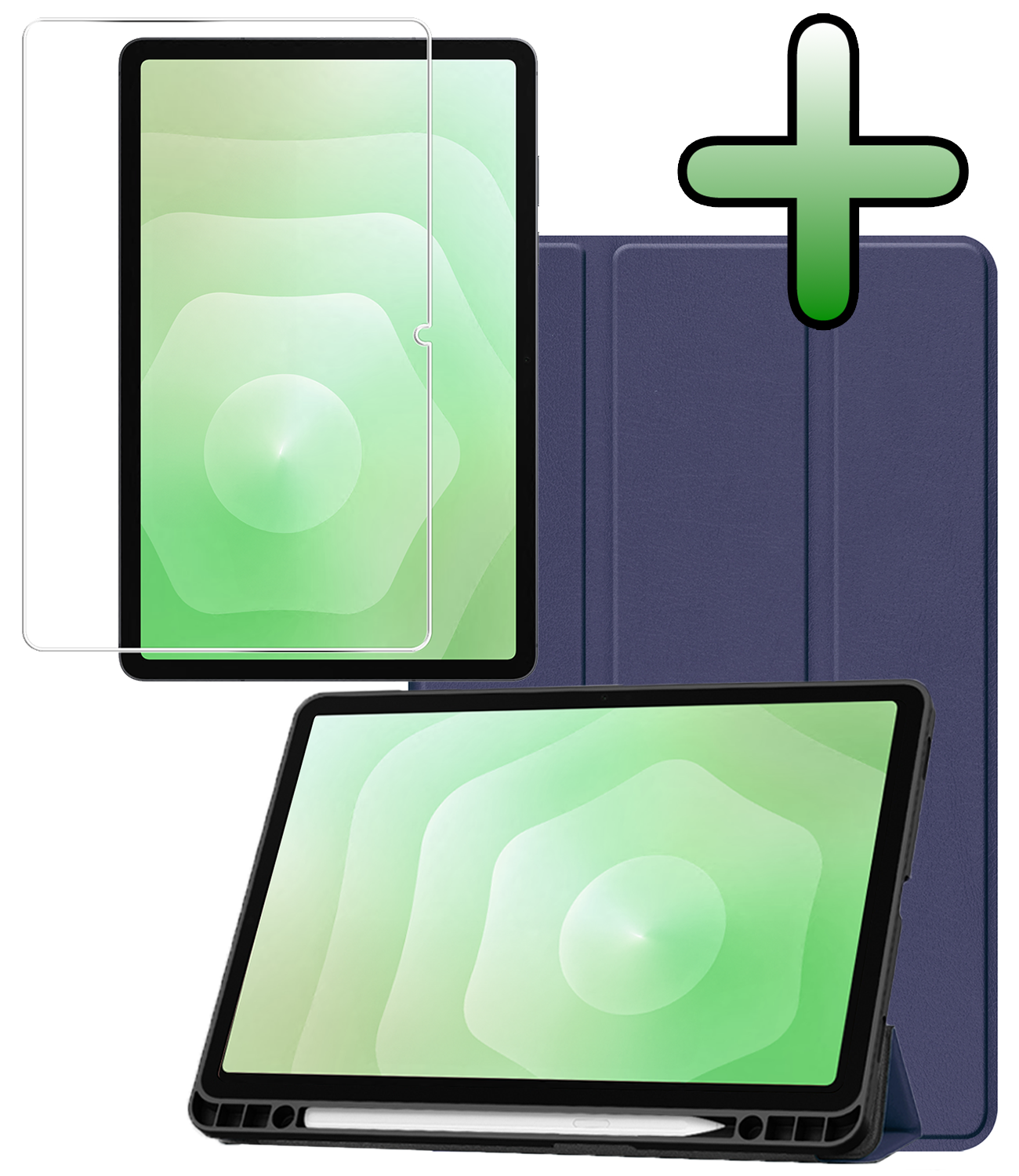 BASEY. BASEY. Samsung Galaxy Tab S11 Hoesje Met Uitsparing S Pen Met Screenprotector - Donkerblauw