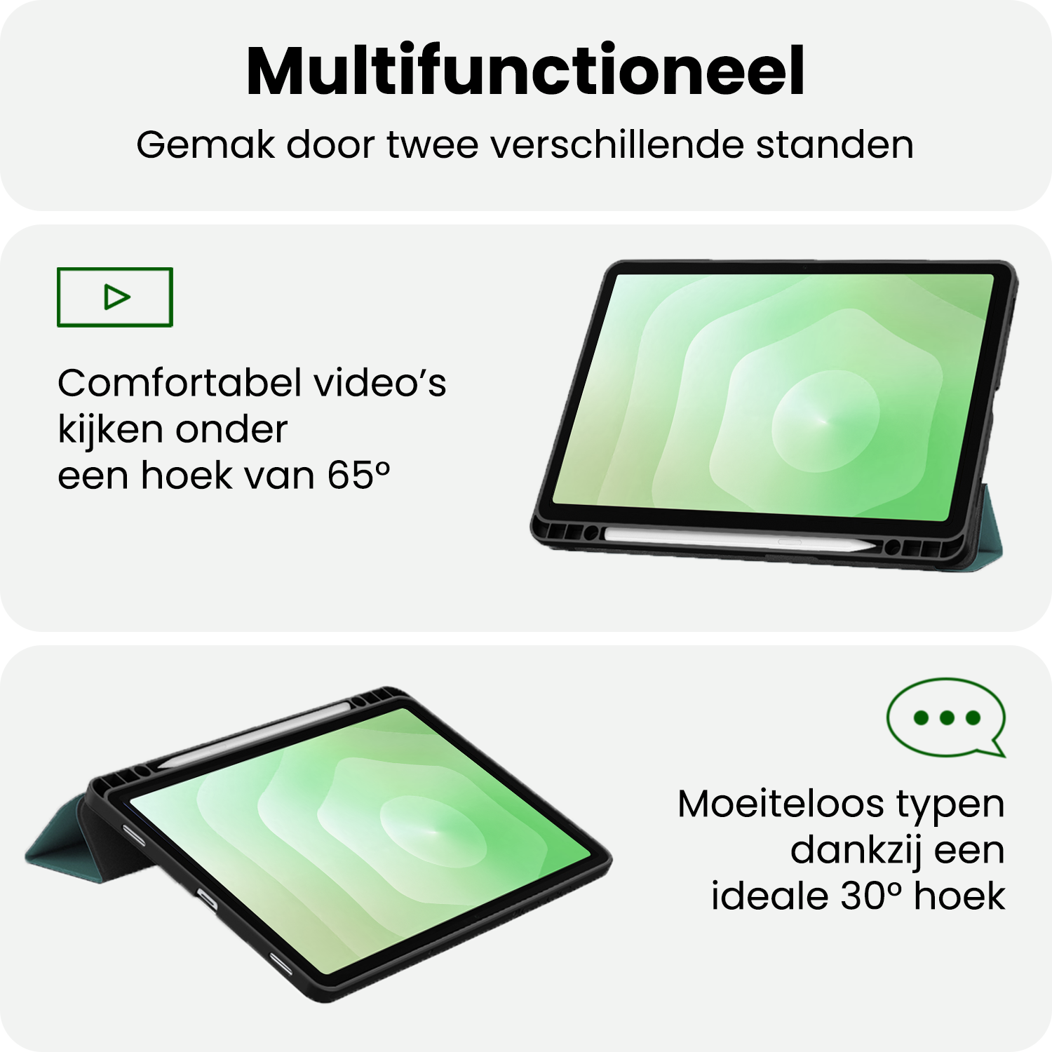 BASEY. BASEY. Samsung Galaxy Tab S11 Hoesje Met Uitsparing S Pen Met Screenprotector - Donkergroen
