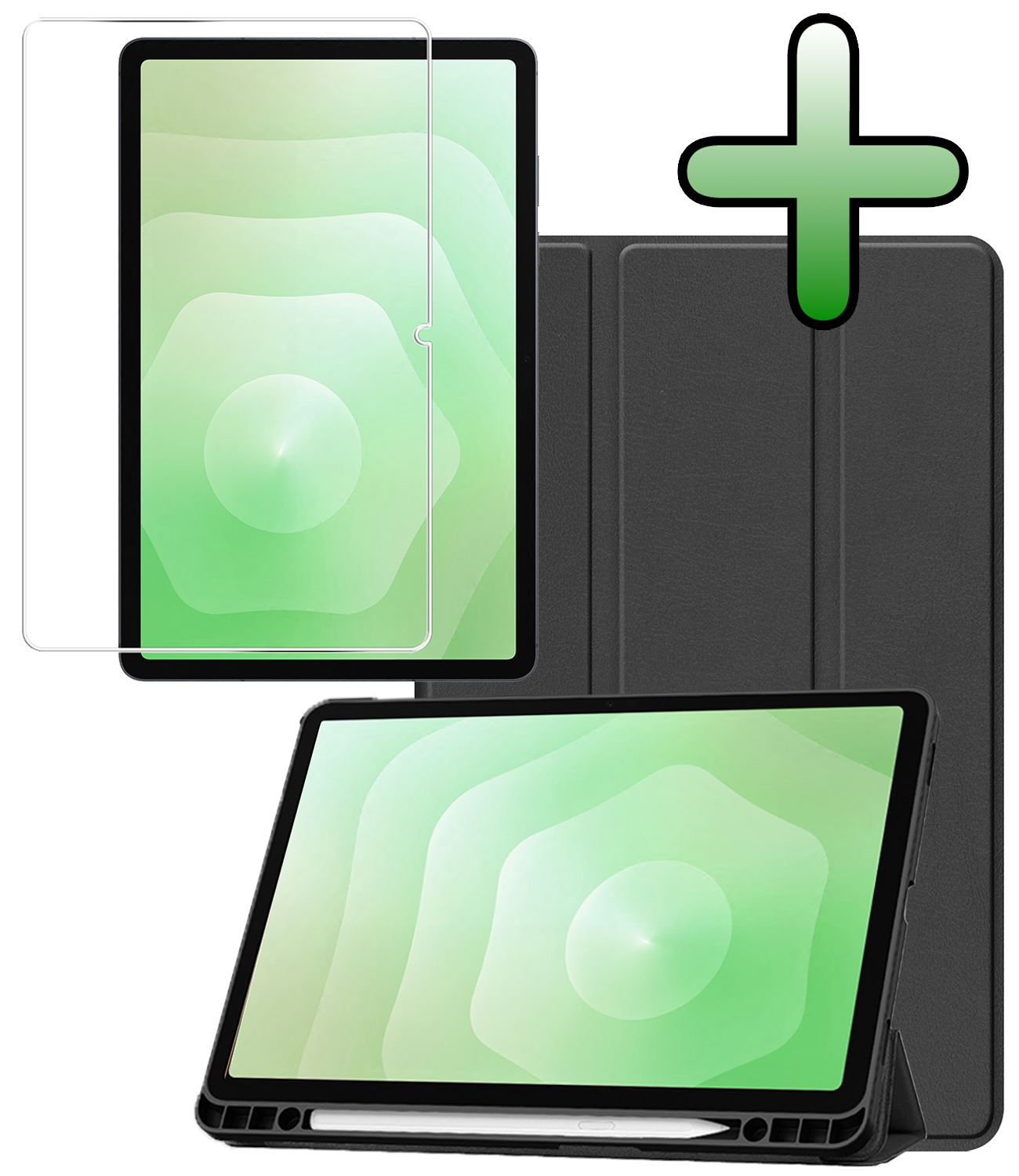 BASEY. BASEY. Samsung Galaxy Tab S11 Hoesje Met Uitsparing S Pen Met Screenprotector - Zwart