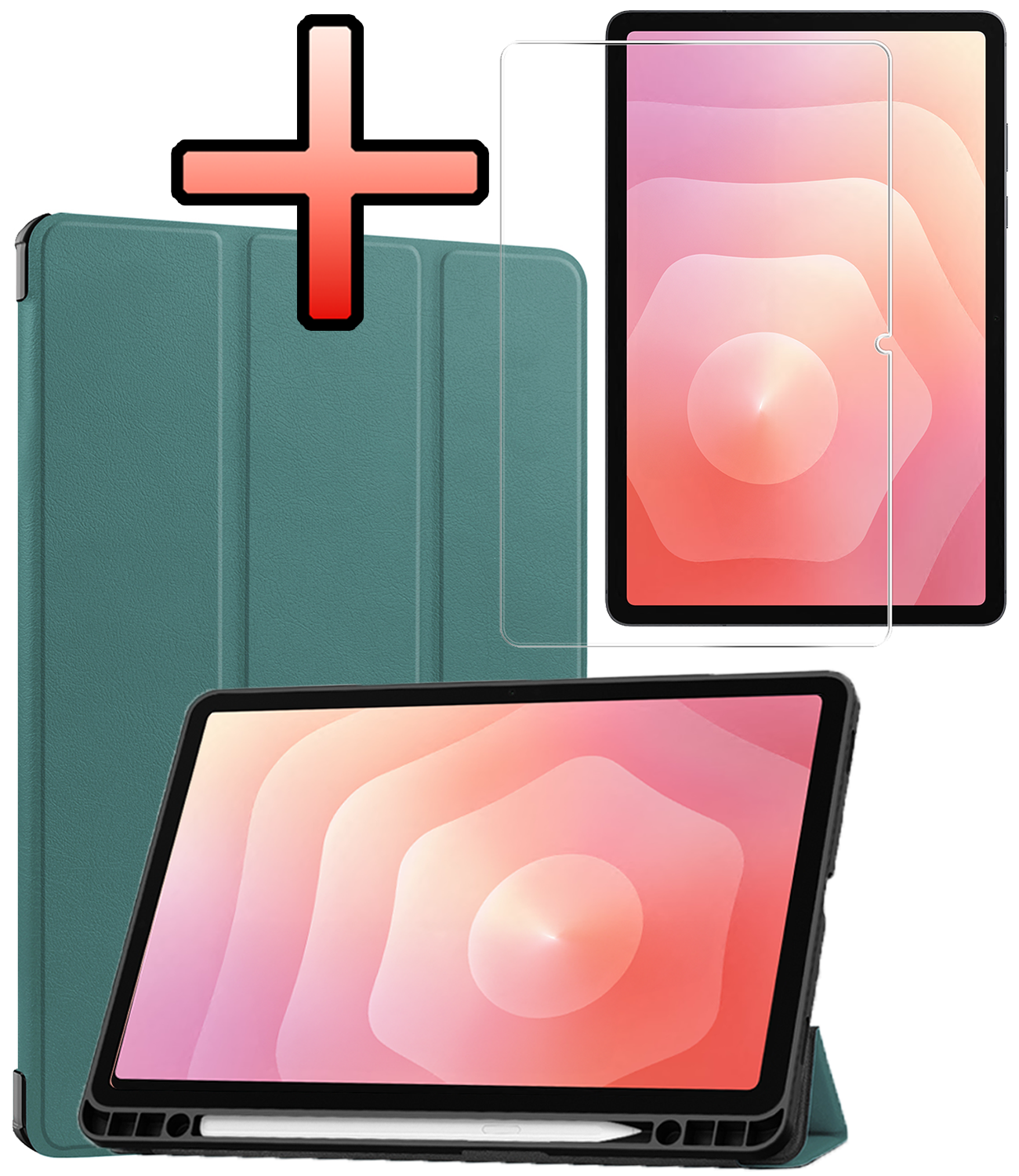 NoXx NoXx Samsung Galaxy Tab S11 Hoesje Met Uitsparing S Pen Met Screenprotector - Donkergroen