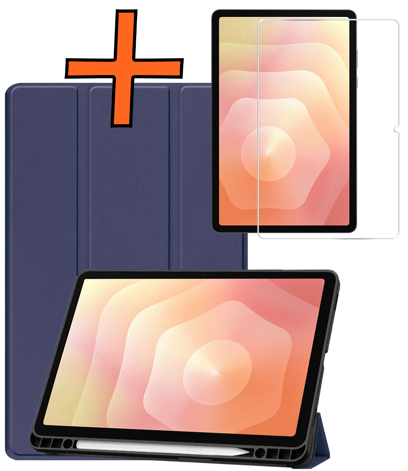 Nomfy Nomfy Samsung Galaxy Tab S11 Hoesje Met Uitsparing S Pen Met Screenprotector - Donkerblauw