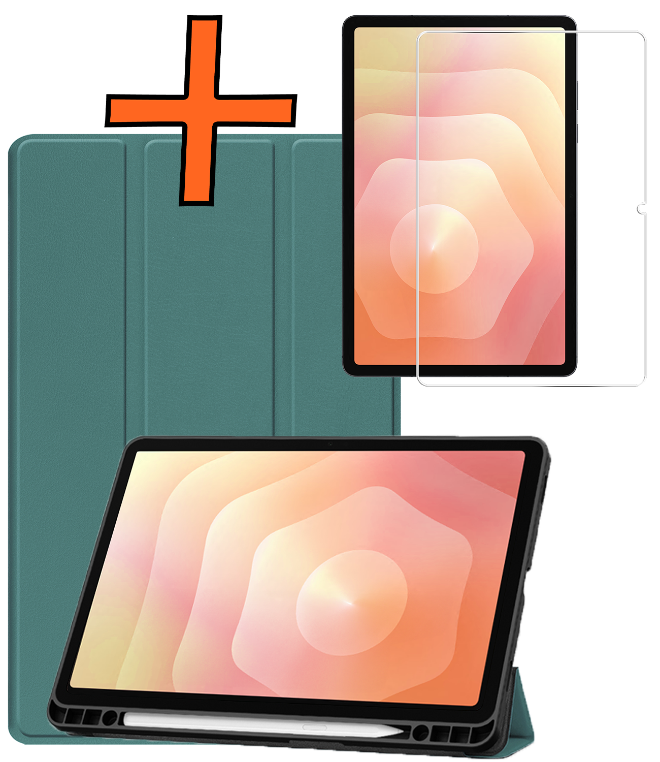 Nomfy Nomfy Samsung Galaxy Tab S11 Hoesje Met Uitsparing S Pen Met Screenprotector - Donkergroen