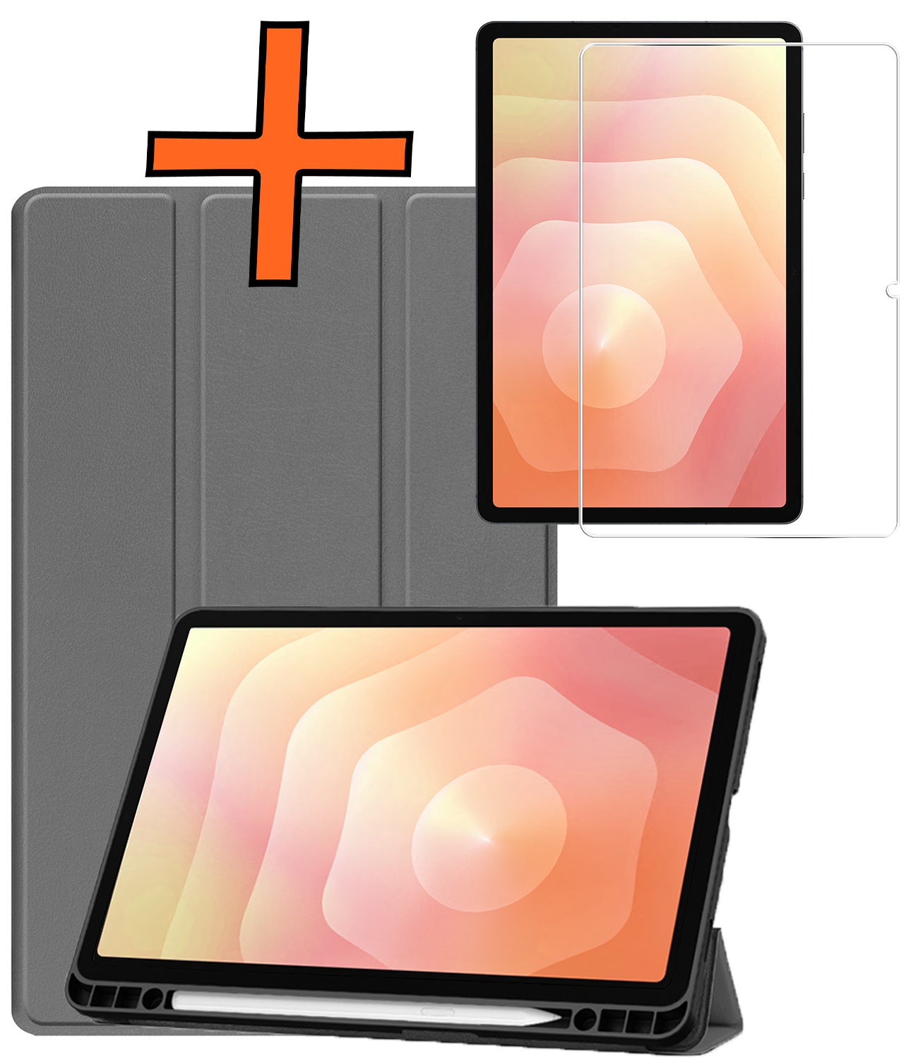 Nomfy Nomfy Samsung Galaxy Tab S11 Hoesje Met Uitsparing S Pen Met Screenprotector - Grijs