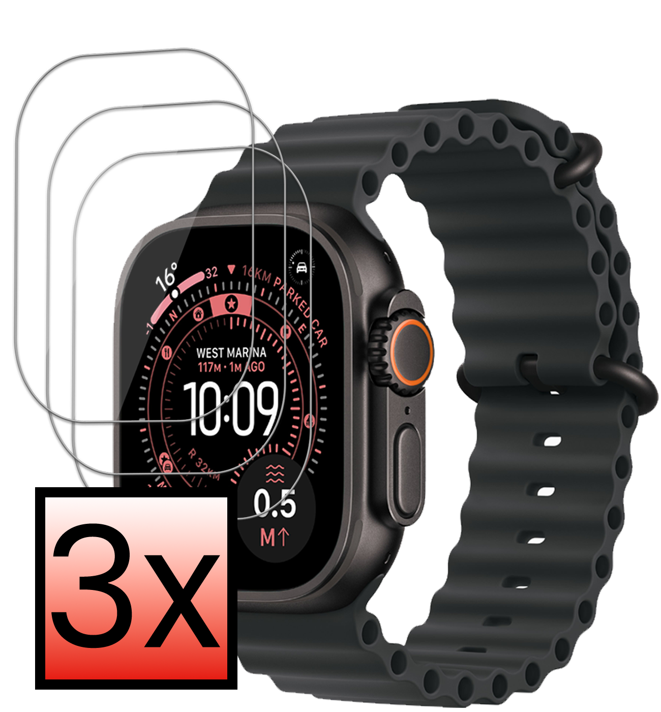 NoXx NoXx Apple Watch Ultra 3 Screenprotector - 3 PACK