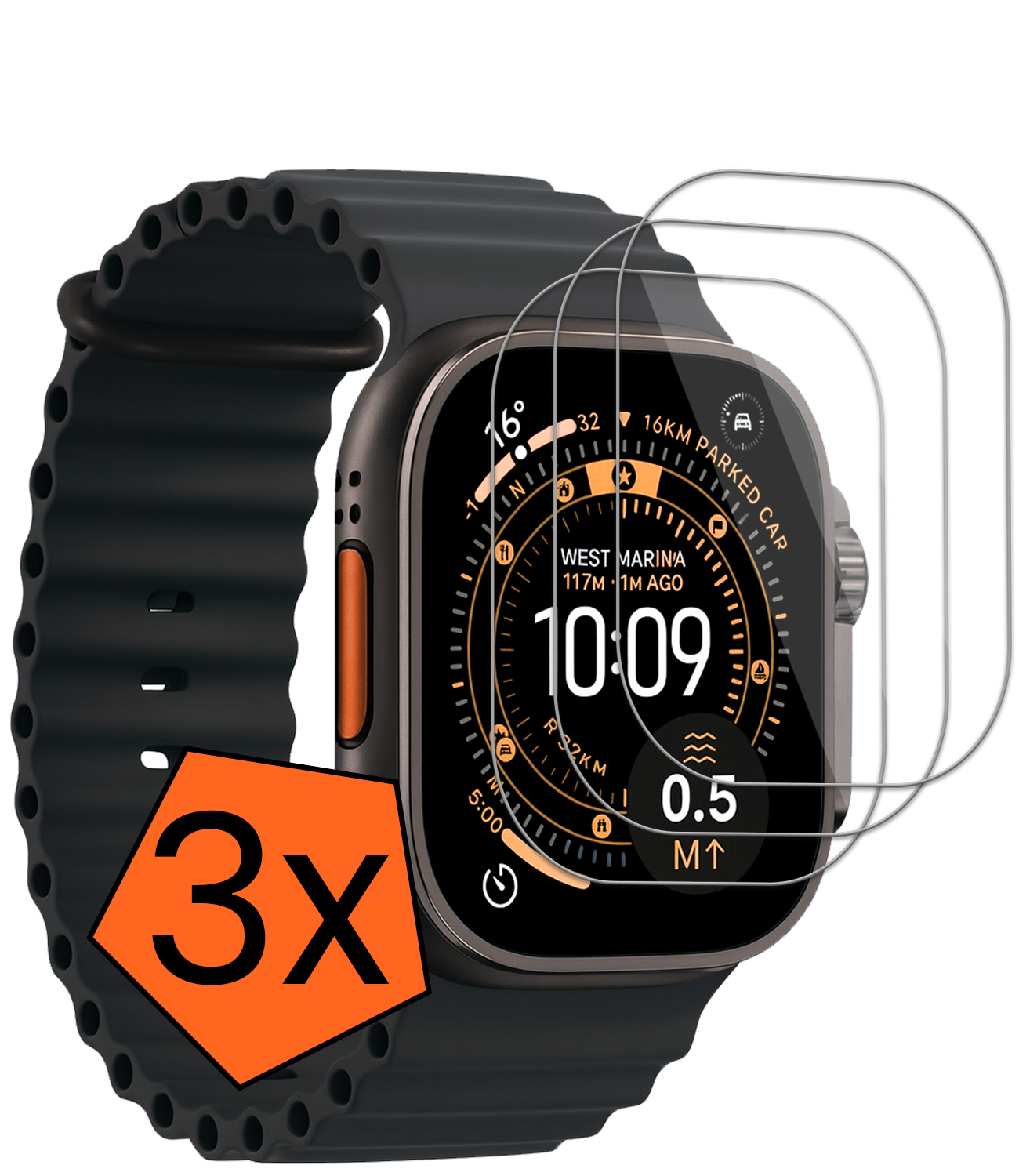 Nomfy Nomfy Apple Watch Ultra 3 Screenprotector - 3 PACK