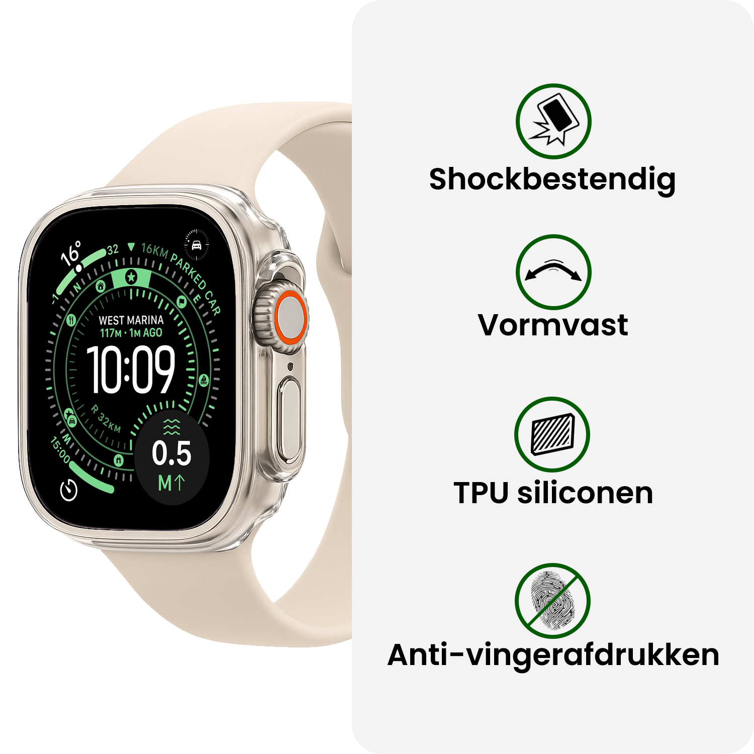 BASEY. BASEY. Apple Watch Ultra 3 Hoesje Siliconen Transparant - 49 mm