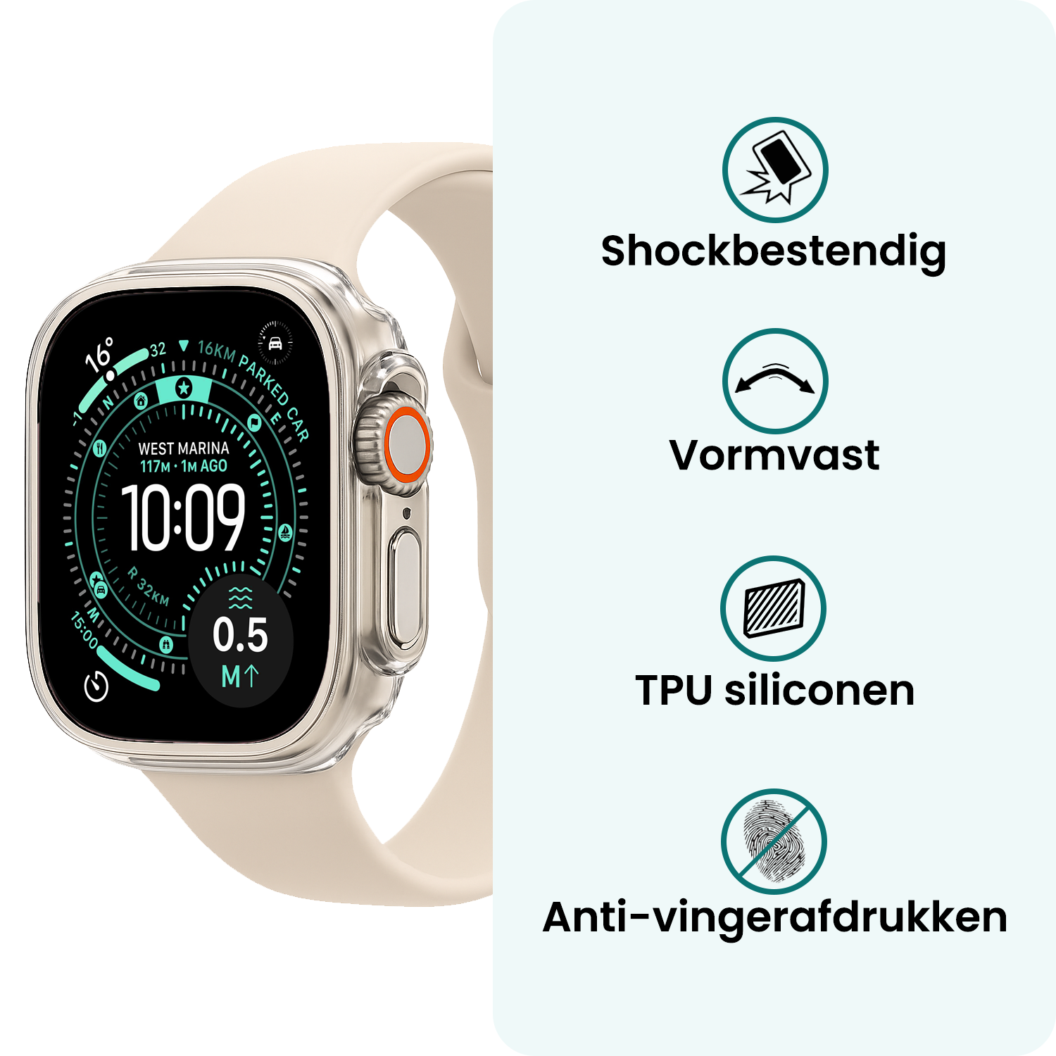 Forterra Forterra Apple Watch Ultra 3 Hoesje Siliconen Transparant - 49 mm