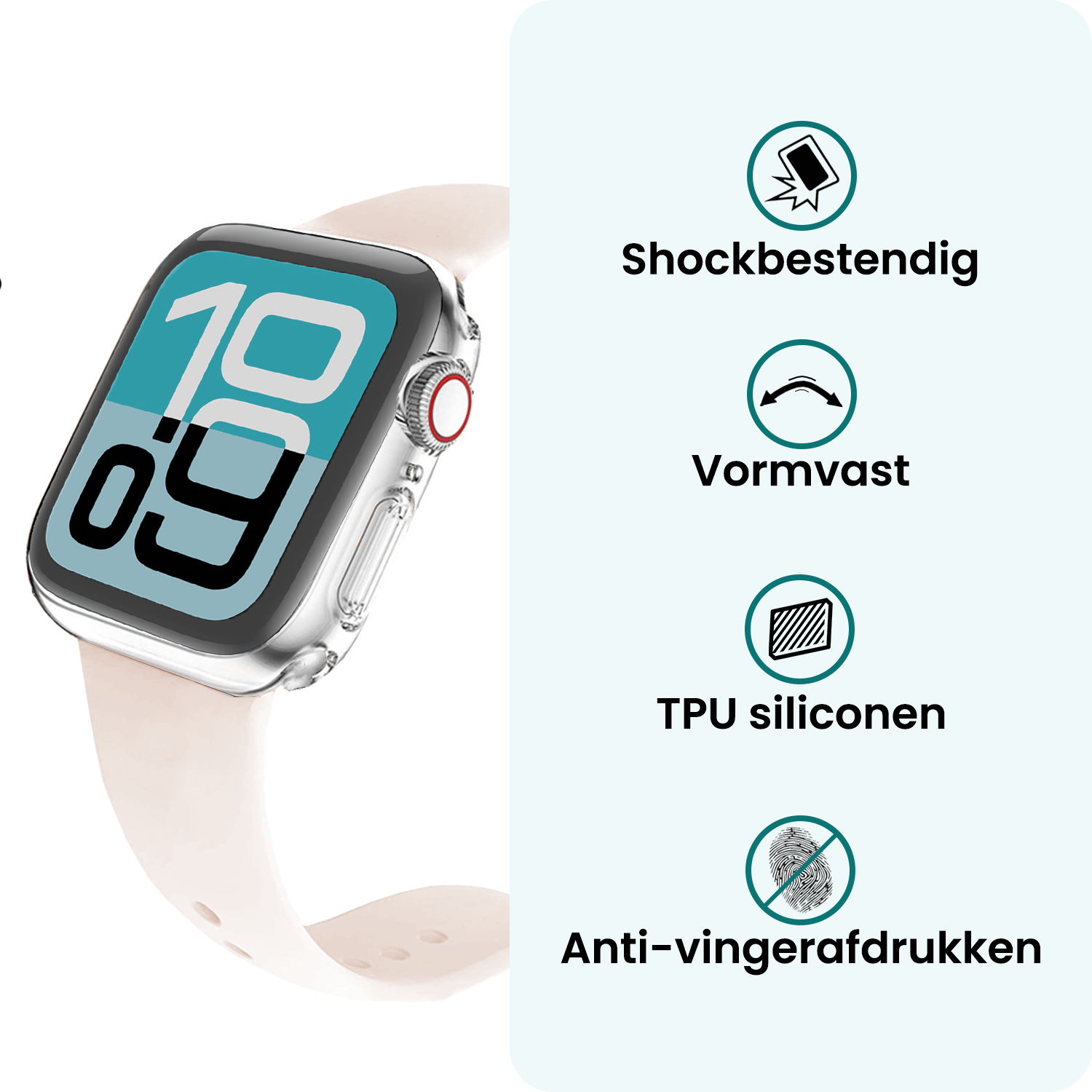 Forterra Forterra Apple Watch SE 3 Hoesje Siliconen Transparant - 44 mm