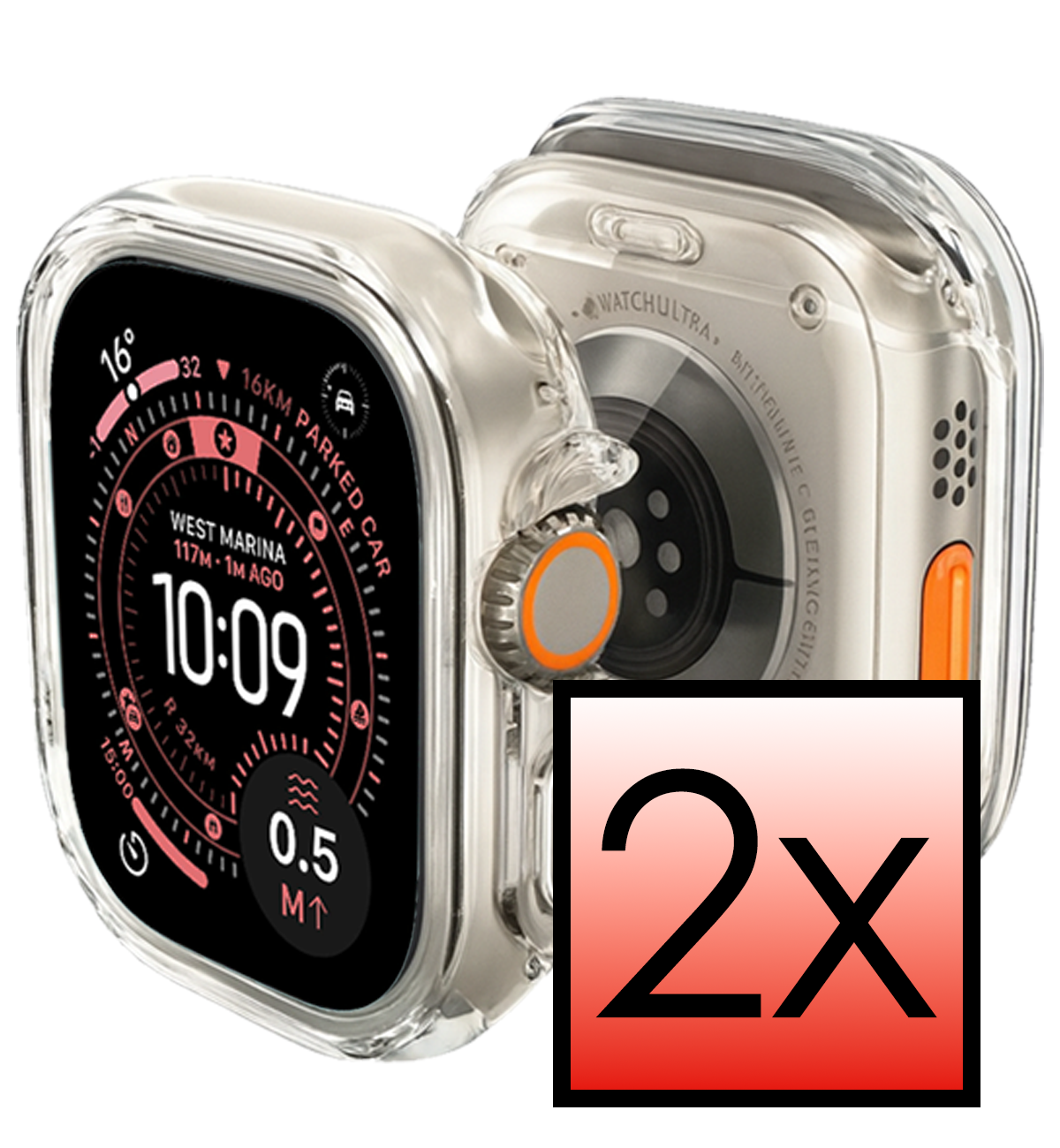 NoXx NoXx Apple Watch Ultra 3 Hoesje Siliconen Transparant - 49 mm - 2 PACK