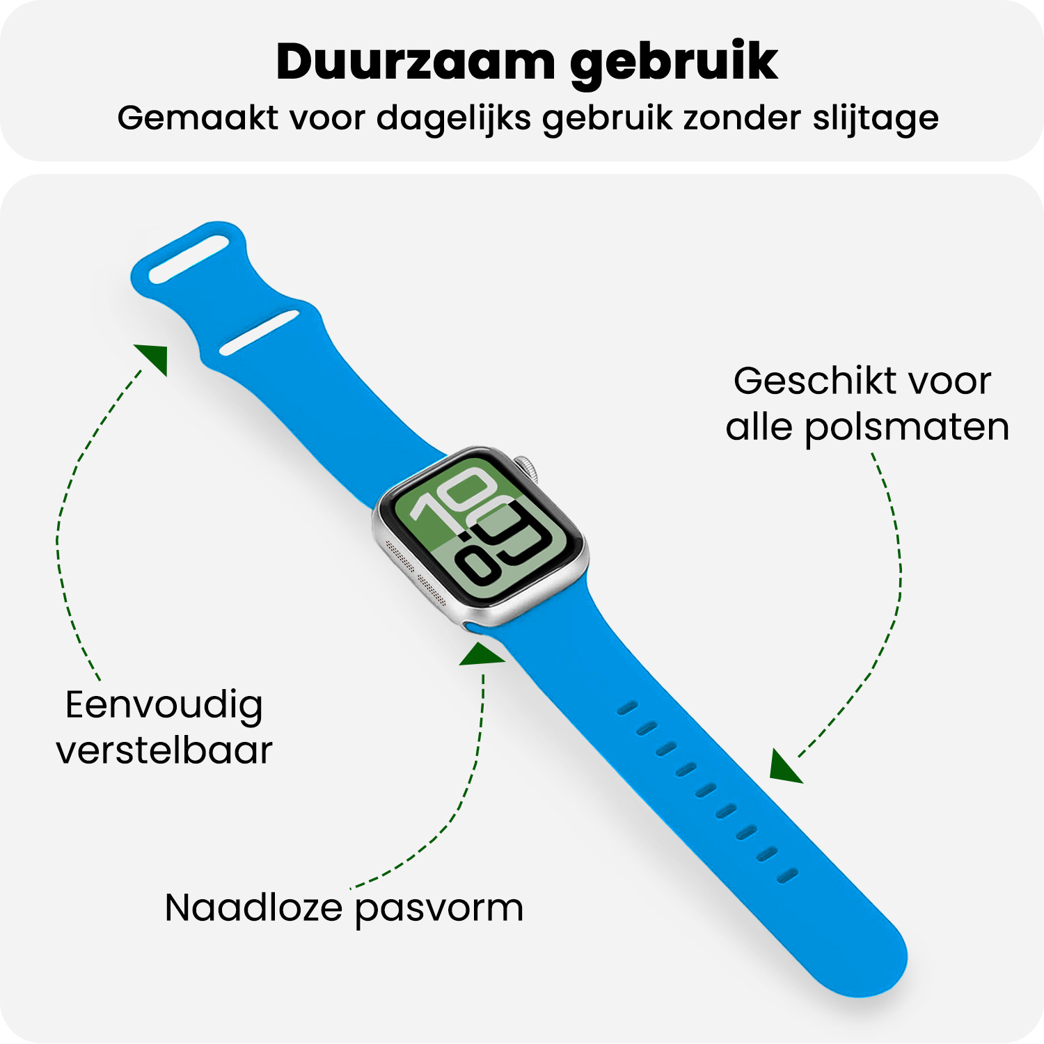 BASEY. BASEY. Apple Watch Bandje Siliconen Verstelbaar (38/40/41 mm) - Blauw