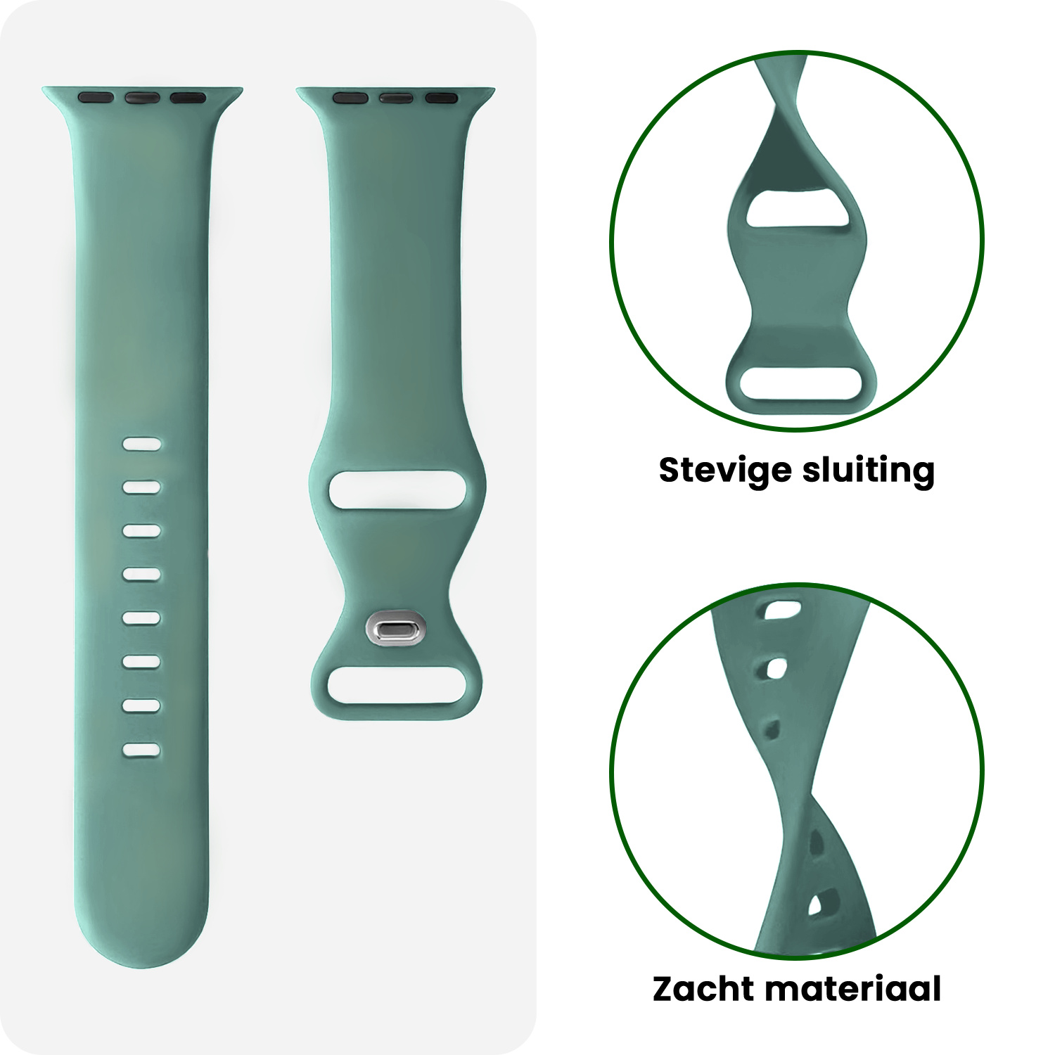 BASEY. BASEY. Apple Watch Bandje Siliconen Verstelbaar (38/40/41 mm) - Cactus