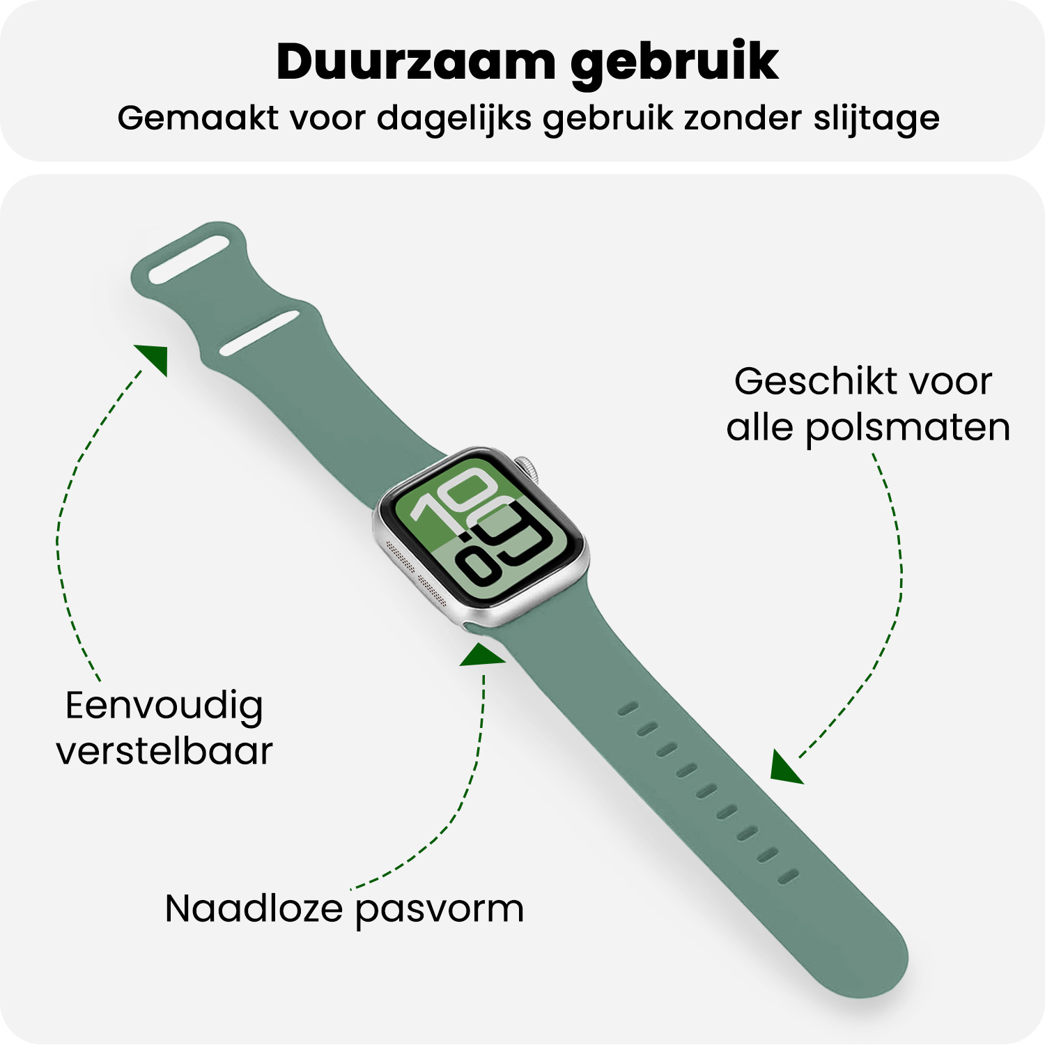 BASEY. BASEY. Apple Watch Bandje Siliconen Verstelbaar (38/40/41 mm) - Cactus