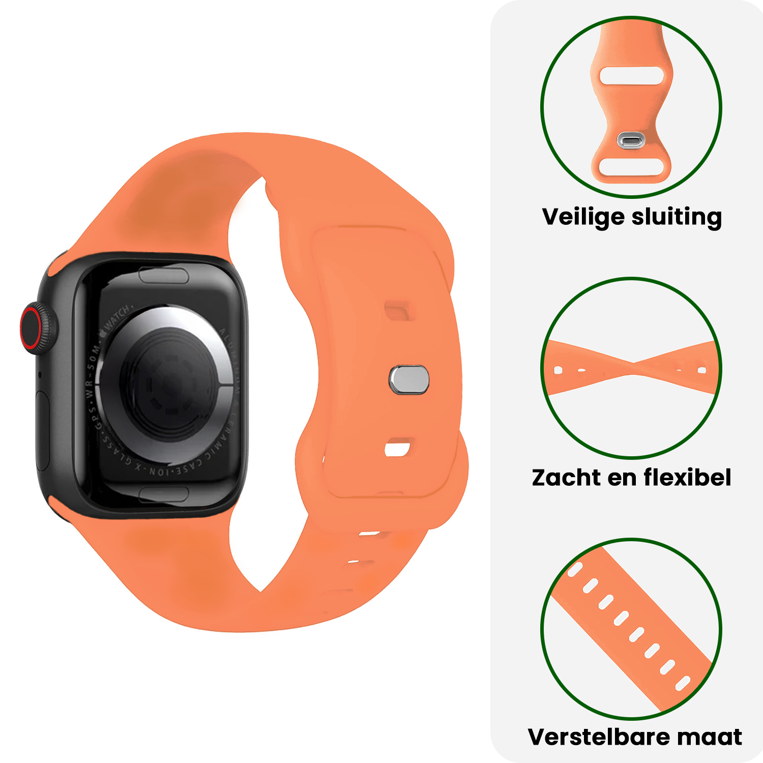 BASEY. BASEY. Apple Watch Bandje Siliconen Verstelbaar (38/40/41 mm) - Calendula
