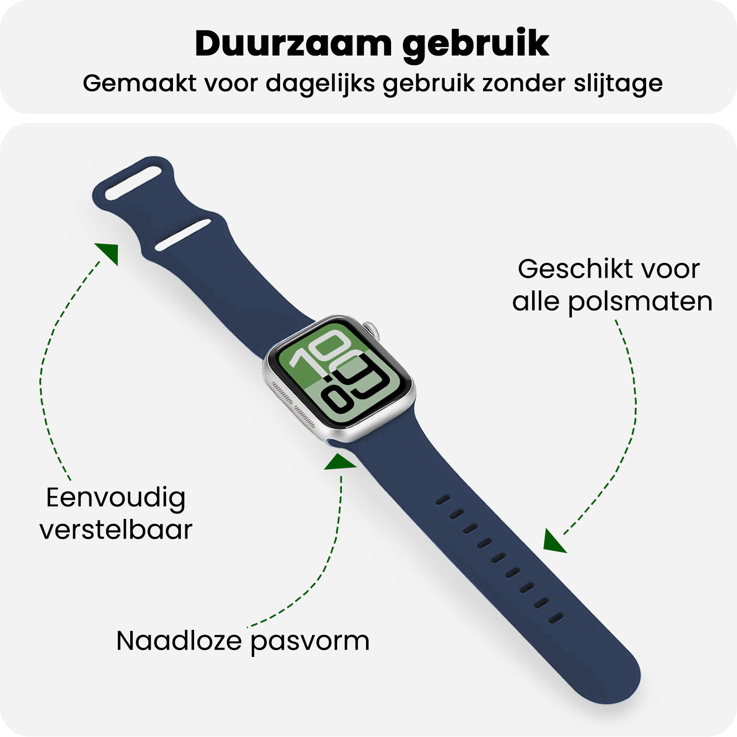 BASEY. BASEY. Apple Watch Bandje Siliconen Verstelbaar (38/40/41 mm) - Donkerblauw