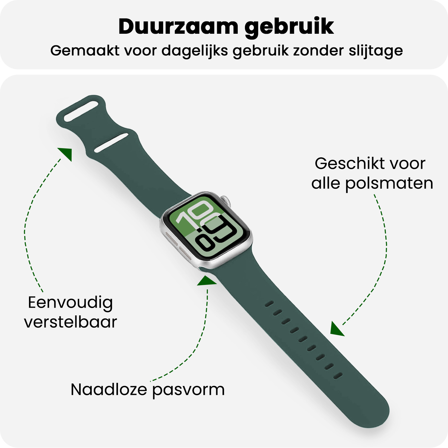 BASEY. BASEY. Apple Watch Bandje Siliconen Verstelbaar (38/40/41 mm) - Donkergroen