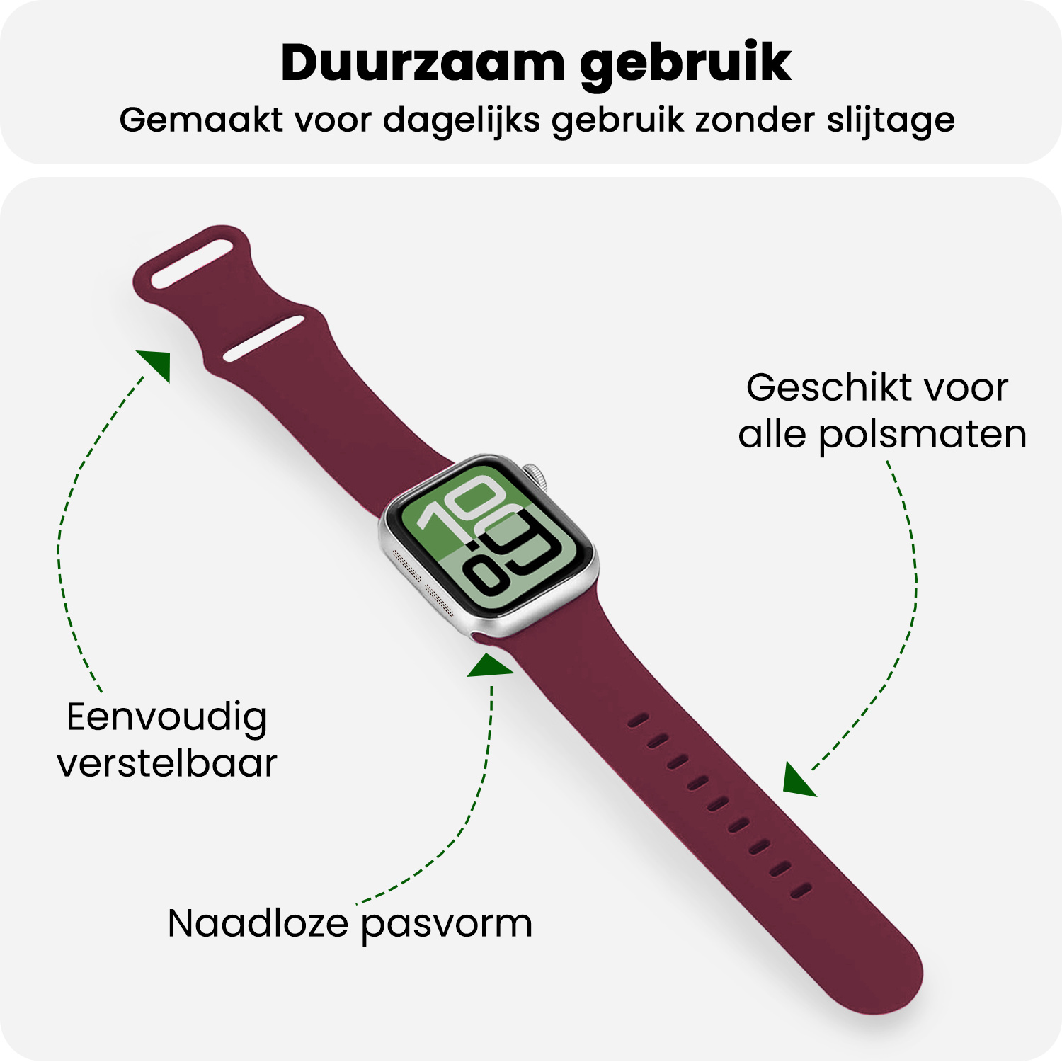 BASEY. BASEY. Apple Watch Bandje Siliconen Verstelbaar (38/40/41 mm) - Donker Rood