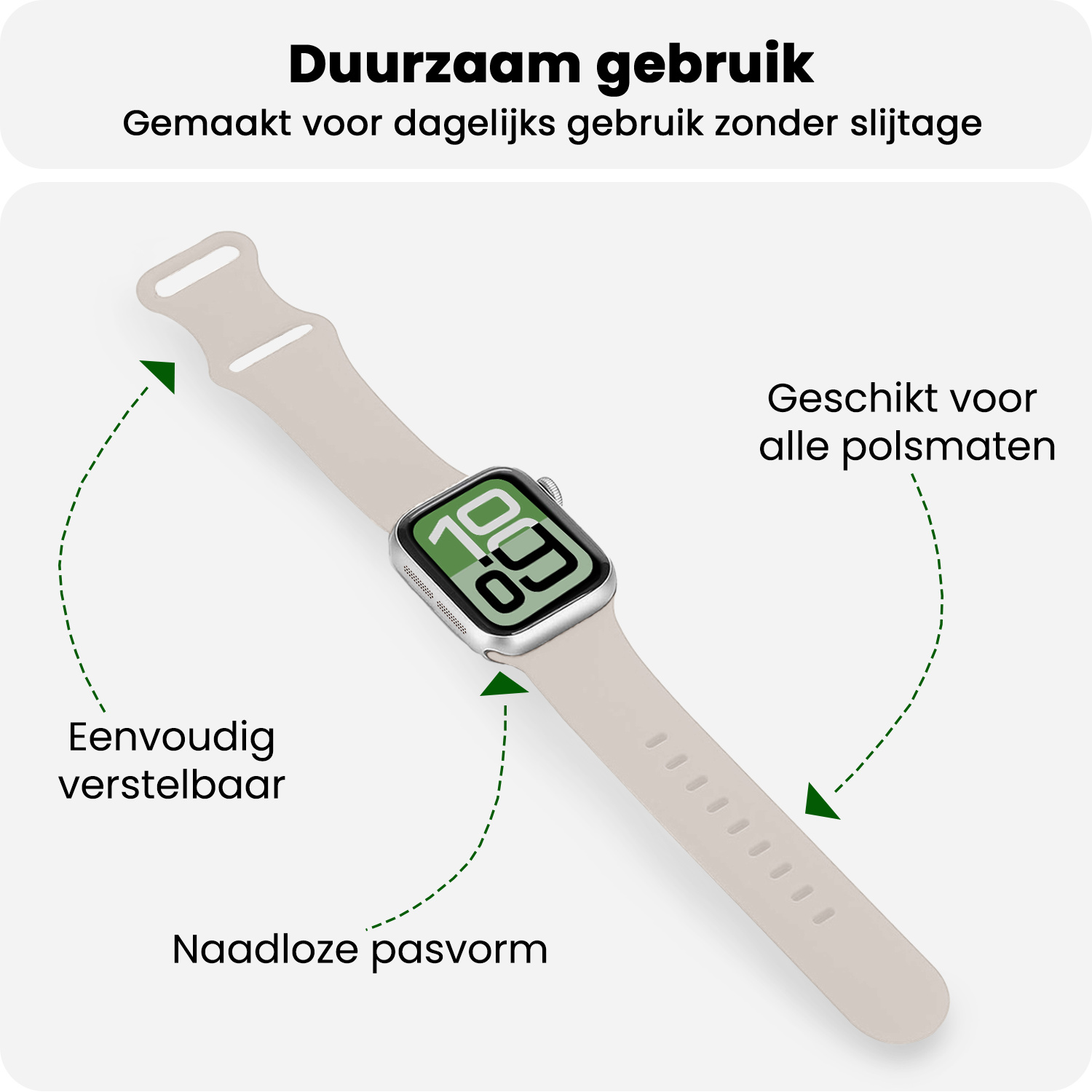 BASEY. BASEY. Apple Watch Bandje Siliconen Verstelbaar (38/40/41 mm) - Ivoor